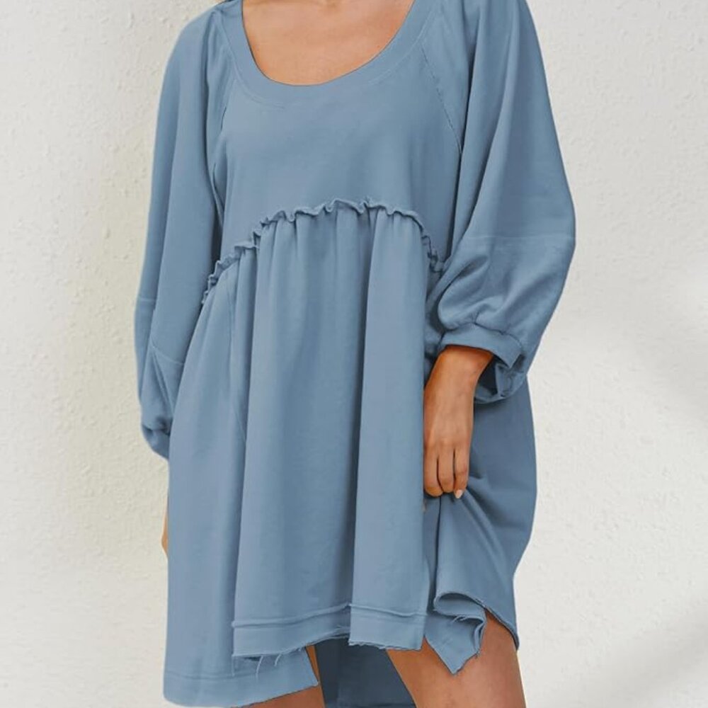 MISSACTIVER Women’s Oversized Patchwork Pullover Sweatshirt Dress Loose Lantern